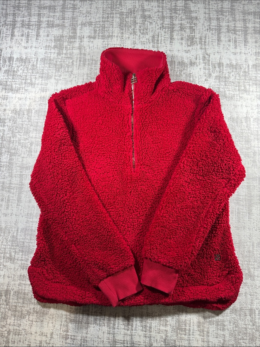 Calvin Klein CozyRed Sherpa Half-Zip Turtleneck Pullover sz Small 23X20 PTP